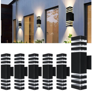 6Pack 15inch LED Square Up & Down Wall Lights,14W Outdoor Wall Light 4000K Day White Aluminum Body Waterproof IP65 LED Exterior Light Fixtures Wall Mount for House Patio Garage Garden.