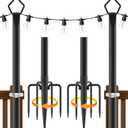 AILBTON 2 Pack 10Ft String Light Poles,Light Poles for Outside String Lights,Outdoor Light Poles with Fork,Metal Pole Stand for Patio,Backyard,Deck