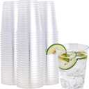 FOCUSLINE 10 oz Clear Plastic Cups, Disposable Heavy Duty Hard Plastic Cups, Reusable, 100 Count
