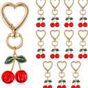 12 Pcs Cherry Keychain Bag Purse Charms Handbags Keyrings Gifts for Women Mother Cherry Party Favors Accessories (Transparent Red)
