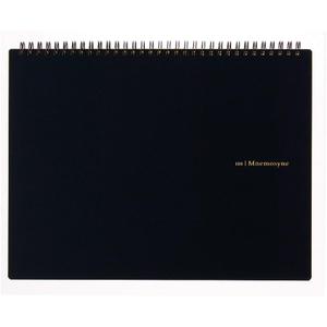 Maruman Mnemosyne Grid Notebook- Horizontal A4 Layout, 8.27" x 11.69", 70 Sheets / 140 Pages, 5mm Graph Paper Journal, Perforated Pages & Wire-Bound to Lay Flat, Black, Made in Japan