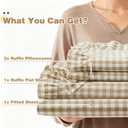 Ruffle Gingham Queen Sheet Set - 4 Piece Taupe Plaid Cotton Bed Sheets Queen Size - 16 Inch Deep Pocket Checkered Ruffled Sheets Farmhouse Decor - Linen-Feel & Breathable