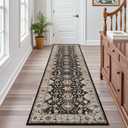 Washable Hallway Runner Rug 3x10: Non Slip Runner Rugs with Rubber Backing Soft Kitchen Rug Farmhouse Distressed Carpet Runner for Living Room Bedroom Bathroom (Black, 3X10)