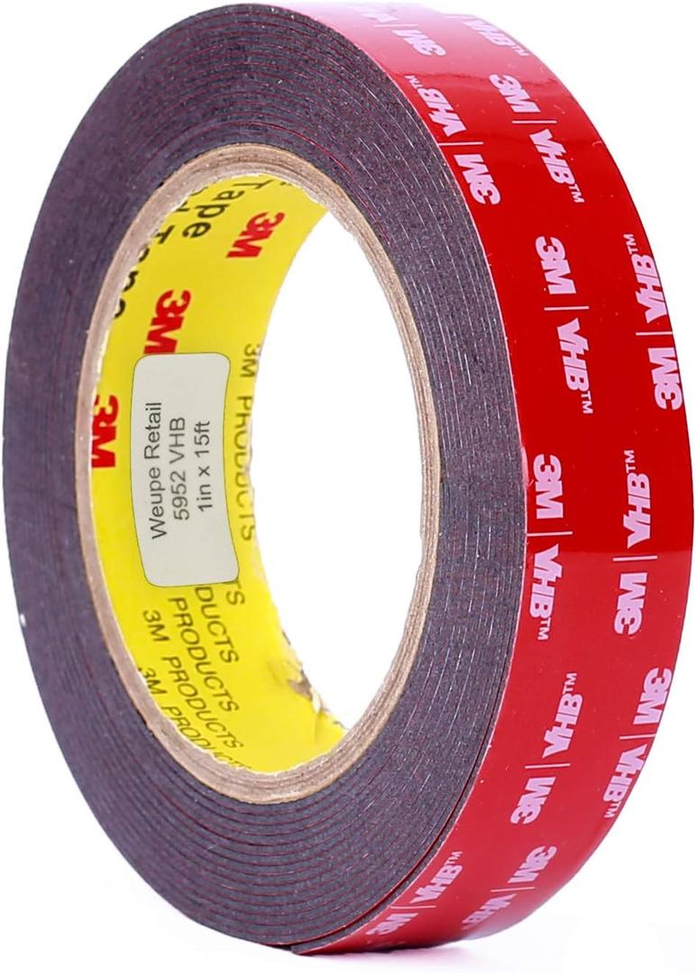 3M 5952 VHB - Cinta adhesiva: 1 pulgada. x 15 pies. (Negro)