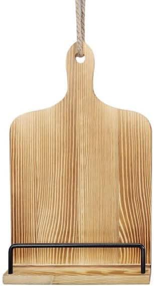 For Cookbook Stand for Kitchen Counter Adjustable iPad Tablet Recipe Holder Rustic Wood Cutting Board Style in Brown