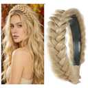TOECWEGR Braided Headband WithTooth Wide Braid Messy Hair Hoop WomenFashion Hair AccessoriesBeach Gold