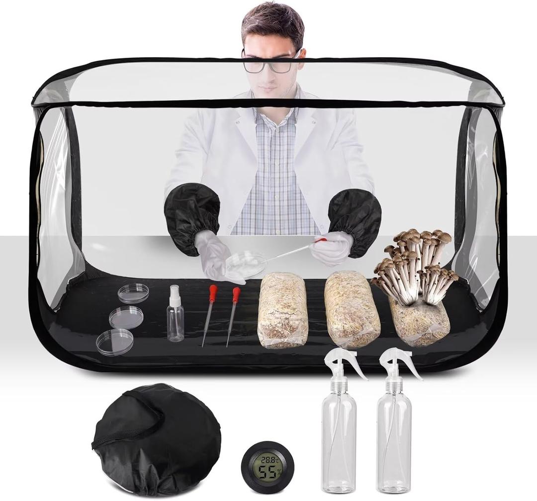 Salcod Large Still Air Box Mushroom Grow Tent - 38x20x25 Inch Clean Air Workstation, Sturdy Flow Hood for Grow Bags, Growers, and Home Scientists