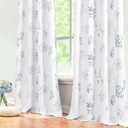 Blue and White Curtains 84 Inches Long for Living Room 2 Panels Semi Black Out Tranquil Pretty Floral Flower Watercolor Pattern Coastal Grandma Beach Print Blackout Curtains for Bedroom Window,Grey
