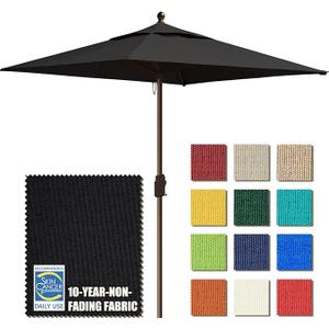 EliteShade USA 10-Year-Non-Fading 6x6Ft Square Market Patio Umbrella, UPF 50+ UV Protection Performance Sun Umbrella, Heavy Duty Commercial Grade Outdoor Table Umbrella with Crank, Windproof Vented Top for Garden, Pool, Deck and Outdoor Playsets, Black