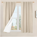 LAMIT 100% Blackout Window Curtains for Bedroom, 45 Inches Linen Textured Thermal Farmhouse Curtains Back Tab and Rod Pocket Window Panels with White Liner, 2 Panels, 38 x 45 Inch, Linen