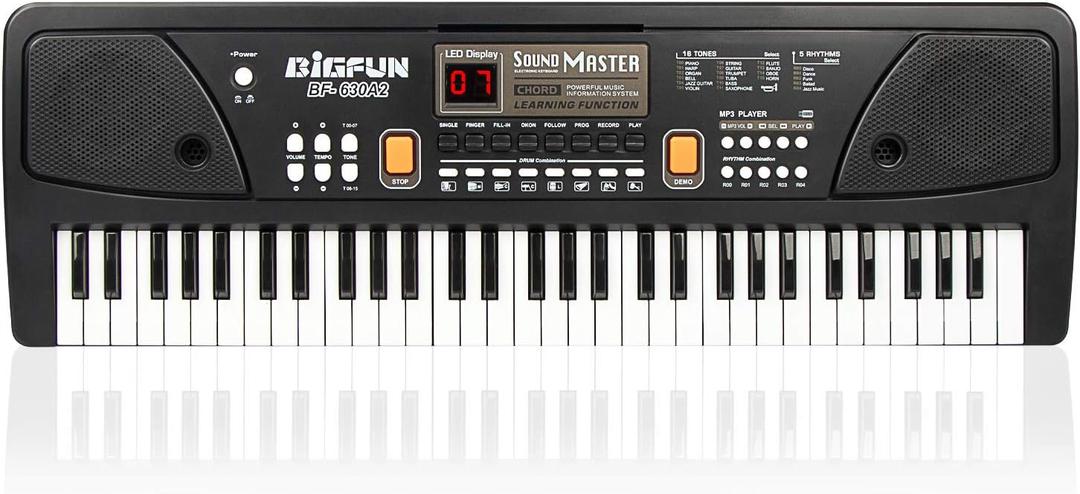 LeeQee Digital Keyboard Piano for Kids & Beginners, 61 Keys Multifunction Electric Piano Keyboard with Microphone, Educational Instrument Musical Toy for 3-12 Years Old Boys Girls (Black)