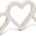 Gift Boutique Valentine's Day White Rustic Triple Heart Shaped Sign Decor Love Hearts Wooden Cutout Wall Table Tiered Tray Centerpiece Home Decoration