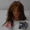 Mannequin Head with 100% Real Human Hair Cosmetology Mannequin Doll Head for Practice Braiding Hairdresser Head with Stand and Tool (#Light Brown)