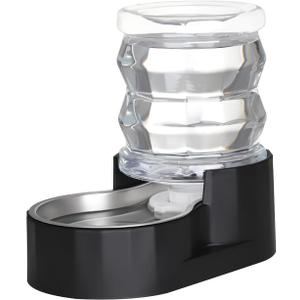 RIZZARI Dog Food Water Dispenser: 4L Large Black Stainless Steel Feeder with Activated Carbon Ion Exchange System - Soften Water and Remove Odor - Prevent Urinary Stone - Garden and Study Room