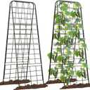 Heavy Duty 50"x17" Adjustable A-Frame Trellis for Climbing Plants  Rust-Proof Metal Garden Trellis with Dense Grid Design, Perfect for Raised Beds, Tomatoes, Cucumbers & Outdoor Vines (Black, 2 Pcs)