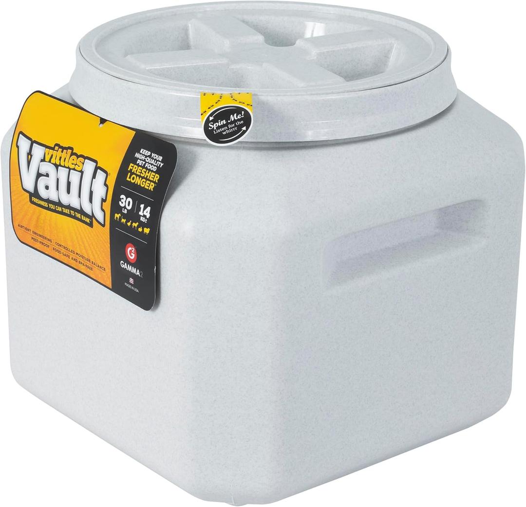 Gamma2 Vittles Vault Dog Food Storage Container with Airtight Lid, holds up to 25-30 Pounds of Dry Pet Food, Cat Kibble and Bird Feed, BPA Free, Made in USA (1 Count (Pack of 1))