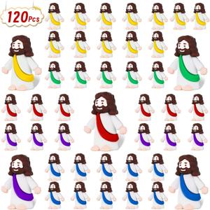 URSKYTOUS 120pcs Mini Jesus Figurine Bulk Little Jesus Figures Toys Tiny Religious Doll to Hide and Seek Christ Religious Party Favors Savior Jesus for Sunday School Craft Easter Eggs Baptism Gift