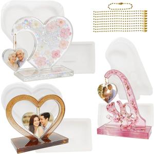 3 Sets Large Photo Frame Resin Molds, Heart Shape Resin Molds,Unique Big Picture Frame Epoxy Molds, 3D Photo Epoxy Resin Moulds for DIY Wedding Art Crafts Home Decor