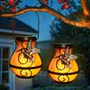 X-PREK 2 Pack Solar Lanterns Outdoor Waterproof Hummingbird Hanging Solar Lantern Flickering Flame Lights Solar Powered Lamps Garden Patio Porch Decoration(Plastics)