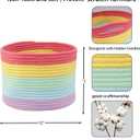 XUANGUO Woven Cotton Rope Storage Baskets - 3-Pack Round Bins for (10x10x7'') Shelves, Closets & Bookcases | Durable Rope Organizers for Nursery, Baby, Gifts, Easter & More (rainbow)
