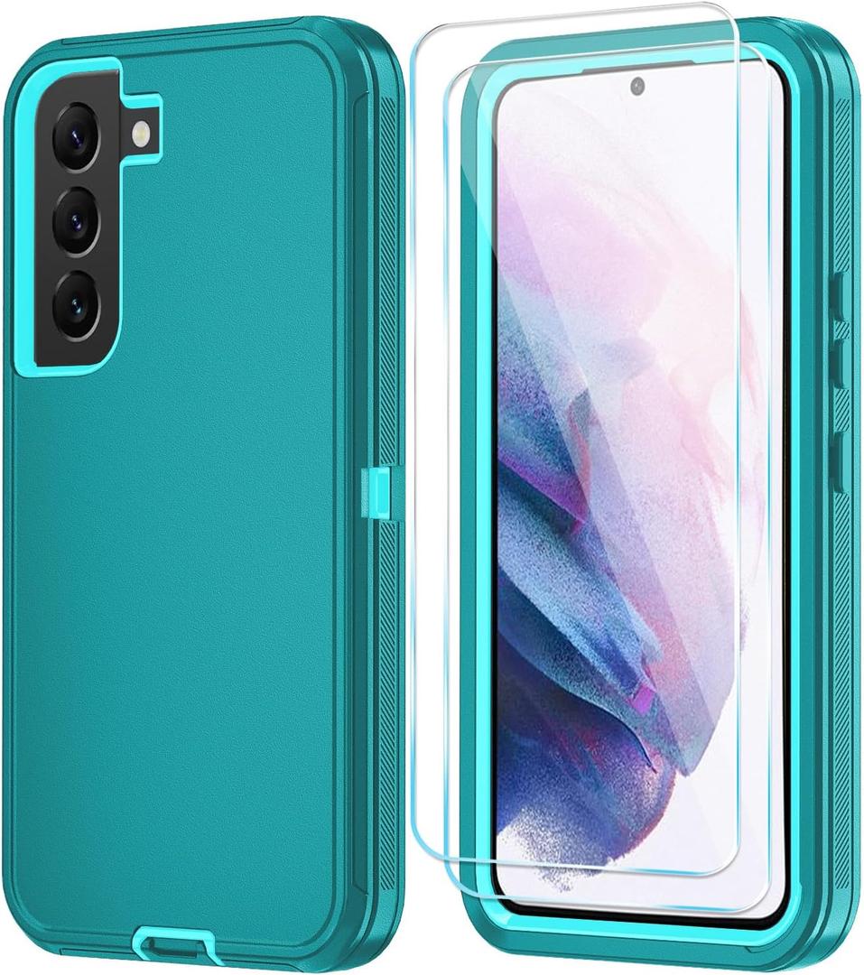 ONOLA Phone Case for Samsung Galaxy S21 Case with HD Screen Protector, Heavy Duty Shockproof & Dropproof 3-Layer Cover Phone Case for Galaxy S21 6.2'',LakeBlueSkyBlue