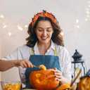 Halloween Headband Purple Spooky Beaded Knotted Headband for Women Sparkle Pearl Rhinestone Pumpkin Spider Bat Skeleton Ghost Charm Wide Knot Headpiece Orange Cat Star Print Hairband Halloween Party