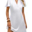 Blooming Jelly Womens Swimsuit Coverup Beach Bathing Suit Cover Ups Holiday Mini Dresses Henley V Neck (M, White)