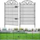10 Panels No Dig Tall Garden Fence with Gate  44" H X 23.6' L Rustproof Metal Dog Fence Outdoor for Yard, Decorative Animal Barrier Fence for Pet, Garden Border, Patio, Flower | Temporary Fencing