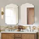 2-Pack Arched Mirror Wall Decor, Frameless Bathroom Mirrors for Over Sink, Tempered Irregular Wall Mirror, for Living Room, Bedroom, Entryway, 30"x20"