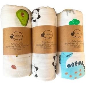 100% Organic Cotton Unisex Muslin Swaddle Blanket for Baby 4 Pack Hypoallergenic Breathable Baby Essentials Registry