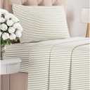 Twin Size 3 Piece Sheet Set - Comfy Breathable & Cooling Bed Sheets Set - Hotel Luxury Bedding for Women, Men, Kids, Teens, Boys & Girls - Deep Pockets, Soft, Wrinkle Free - Oeko-Tex - Beige Stripes 2