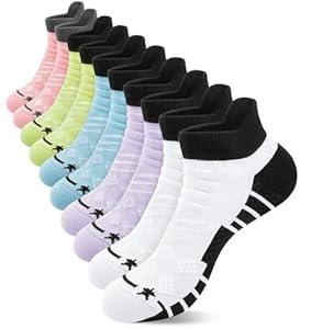 Loritta Womens Athletic Socks Low Cut Gym Workout Sports Ankle Socks Cushioned Running Socks 5 Pairs, B-Colorful Style