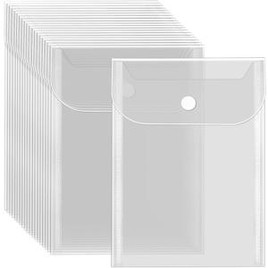 Vmiapxo 20 Pcs Small Plastic Envelopes with Snap Closure, Reusable Stamp and Die Storage Pockets, Waterproof Clear Envelope Pouch as Sticker Organizer, Receipt Holder, Photo Storage Folders (5x7 Inch)