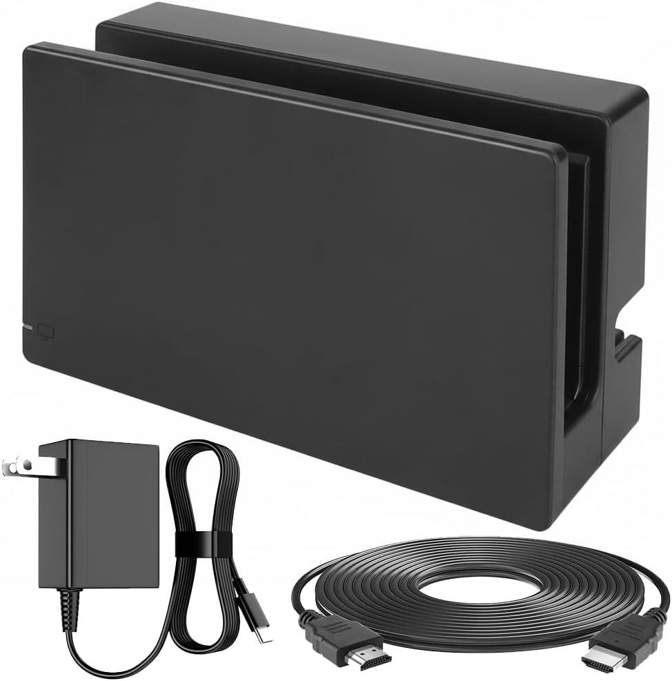 TV Dock Station Set for Swtich, 3-in-1 Replacement Switch TV Docking Station with 39W Charger and 1080P HDMI for Switch Console