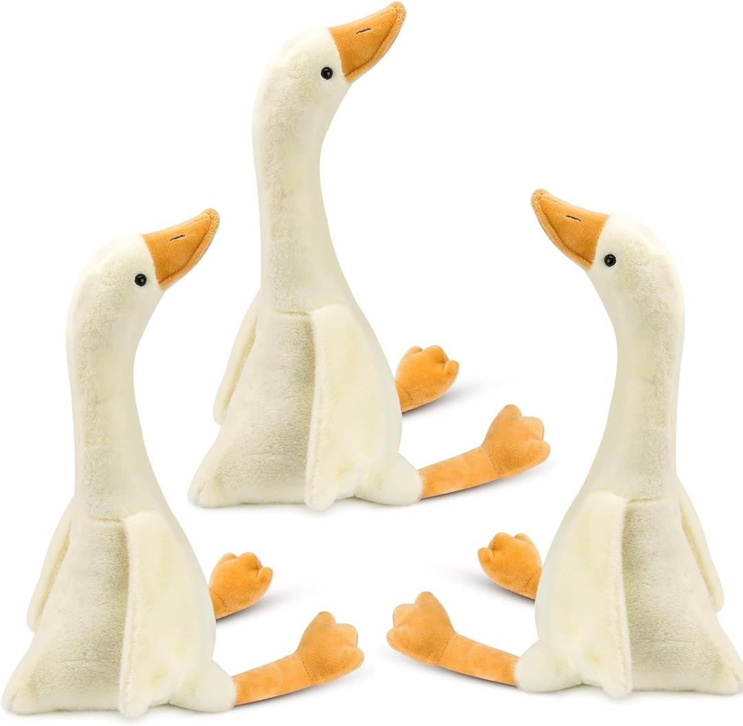 3pcs Goose Stuffed Animal - 15.7" Swan Stuffed Toy, Soft Smooth Goose Plush Toys, Cute Duck Stuffed Animal Toy, Goose Pillow Plush for Kids Boys Girls Sleeping Room Party Favors Gifts