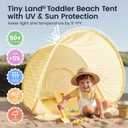 Tiny Land Baby Beach Tent Pop Up Baby Tent with UV Protection, Portable Baby Beach Essentials, 35.4"x27.6"x31.5" Sun Shelter for Infants, Baby Summer Outdoor Use (Pastel Yellow Stripes)