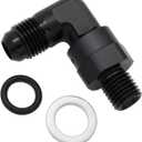 High Flow Radius 90 Degree Aluminum 6AN Male Flare to M12x1.5 Metric Swivel Fitting Adapter, Black