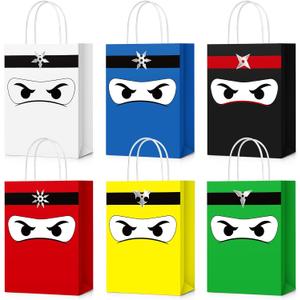 24 Pcs Ninja Gift Bags with Handles Ninja Birthday Party Decorations Party Favor Gift Supplies Candy Treat Goody Bags for Kids