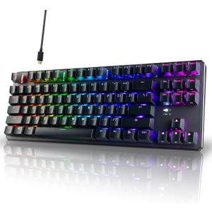 TECWARE Phantom+ 87 Mechanical Gaming Keyboard | RGB LED Backlit | Hot Swappable Wraith Red Switches | 87 Key TKL Layout | Thocky Sound Profile | Detachable USB-C Wired | Black