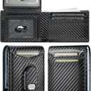 Men Wallet for Samsung Galaxy SmartTag2: Slim Minimalist Wallet Compatible with Samsung Tracker Tag - RFID Blocking Wallet with 2 ID Window Carbon Fiber
