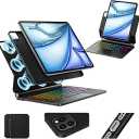 Keyboard Case for iPad Air 13 inch (M4/2026 /M3 2025/M2, 2024),iPad Pro 12.9 inch (3/4/5/6th Gen)，EasySet Magnetic Stand– 7Color Backlit  Removable Cases with MultiTouch Trackpad Keyboard