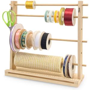SGIBYN Ribbon Display Holder Spacing Adjustable,Craft Room Supply Storage and Organization,Washi Tape Organizer,Sewing Thread &Journaling Tapes Holder,Hair Ribbons Storage Rack, Gift Wrapping Supplies