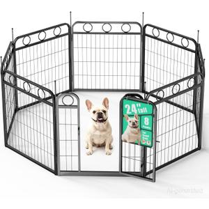 Dog Playpen - 24 Inch 8 Panel Metal Dog Pen with Door, Foldable Dog Crate Kennel Puppy playpen Exercise Pen for Small Medium Dogs, Indoor Outdoor Yard RV Camping