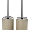 Ceramic Toilet Brush & Holder Set - Freestanding Deep-Cleaning Toilet Bowl Cleaner Brush, Stainless Steel Handle, Small & Sturdy for Storage, Easy to Clean, Non-Scratching (Sand)