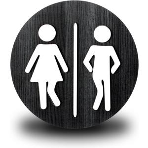 Jetec Wooden Bathroom Sign Unisex Restroom Rustic Men's and Women's Toilet Wall Signs for Business Funny Bathroom Cute Restroom Door Vintage Decor(Black)