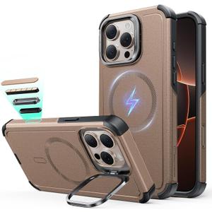 ESR for iPhone 16 Pro Max Phone Case with Stand, 23ft Military-Grade Drop Protection with Camera Control, Shock-Absorbing Rugged Cover, Compatible with MagSafe Accessories, Cyber Series, Gold
