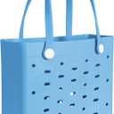 Rubber Beach Bag for Men & Women, Water-resistant Travel Tote Bag for the Beach Boat Pool (Medium, All Black)