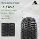 MARASTAR 21425 15x6.00-6 Tire and Wheel Assembly, Replacement Riding Lawn Mower Front Tires Compatible with 100 and 300 Series John Deere Riding Mowers, 2 pack