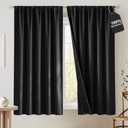 NICETOWN Black Out Curtains 63 inch Long, Rod Pocket 100% Blackout Window Treatment Thermal Curtains Room Darkening Drapes for Bedroom, W52 x L63, 2 Panels
