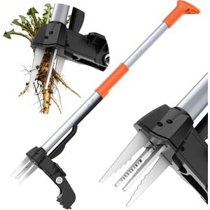 Stand Up Weed Puller Tool, Long Handle Garden Weeder with 4 Stainless Steel Claws, 39.3" Heavy Duty Weed Remover Tool for Lawn & Yard, Pull Weeds by Root Without Bending